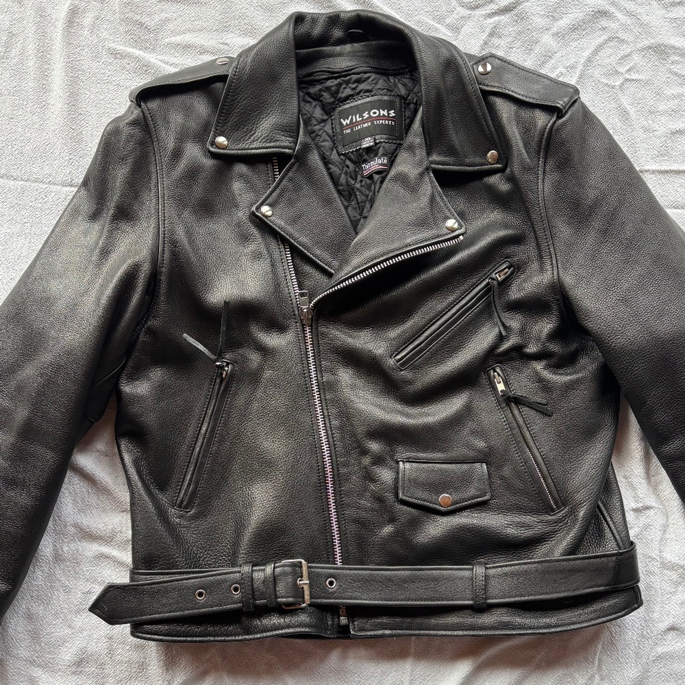 Wilsons Leather Black Biker Jacket